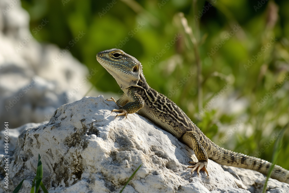 Lizard basking on a warm rock under sunlight Lizard basking on a warm rock under sunlight