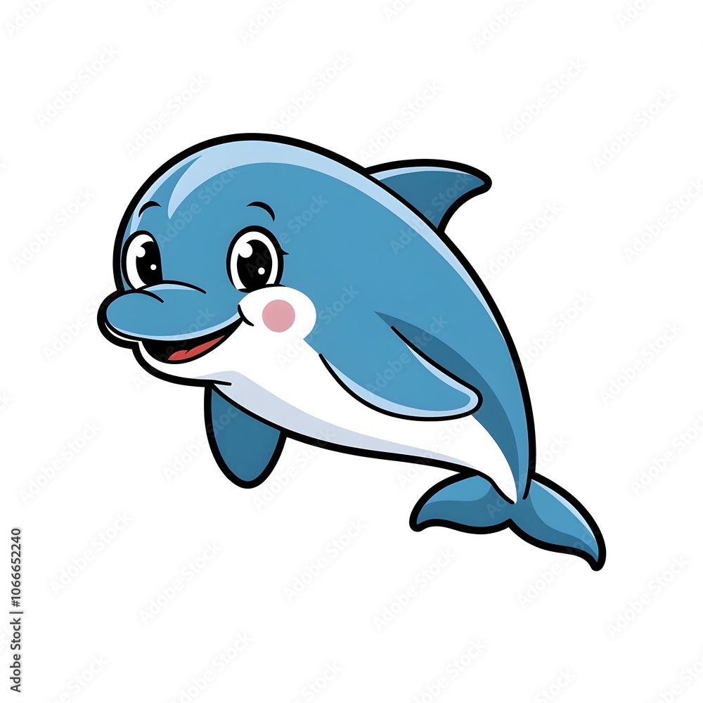Naklejka premium Playful cartoon dolphin character, illustration or fun aquatic-themed content.