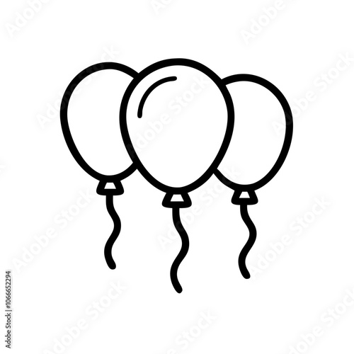 Line art icon of pink and red balloons for Valentine's Day
