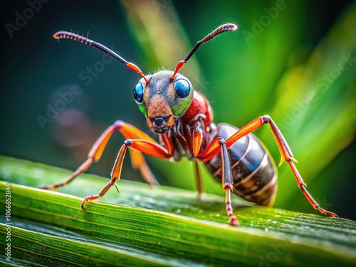 Winged Ant on Grass - Front View - AI Photo