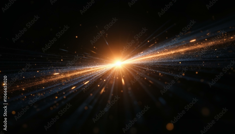 Dramatic burst of light and particles in a cosmic style on a dark background Dramatic burst of light and particles in a cosmic style on a dark background