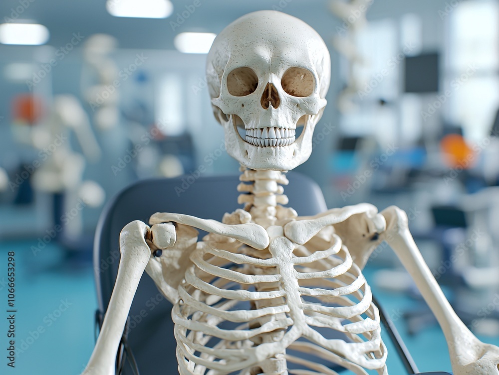 Human Skeleton Model in Medical Classroom Setting