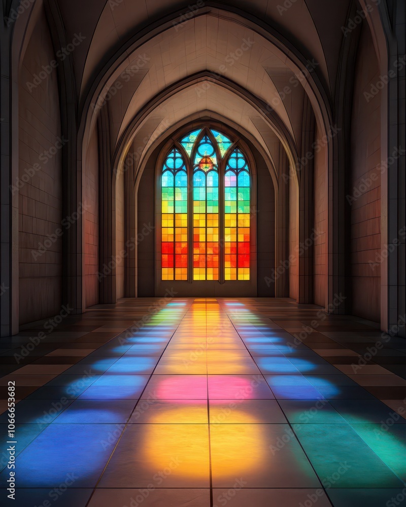 Vibrant stained glass illuminates a stunning church archway, showcasing intricate artistry and spiritual beauty. Vibrant stained glass illuminates a stunning church archway, showcasing intricate artistry and spiritual beauty.