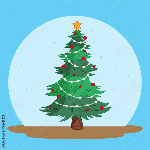 Festive Christmas Tree with Ornaments and Star