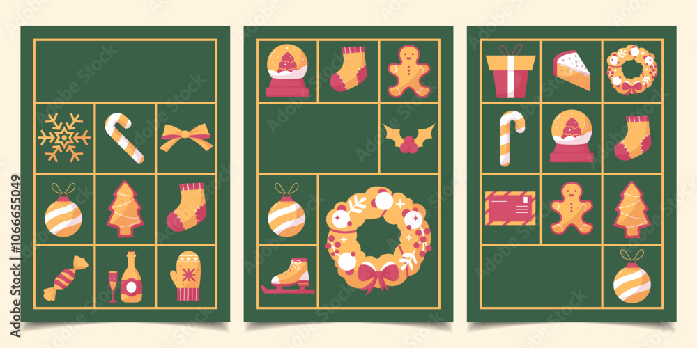 Merry Christmas and happy new year collection of geometric modern greeting cards Merry Christmas and happy new year collection of geometric modern greeting cards