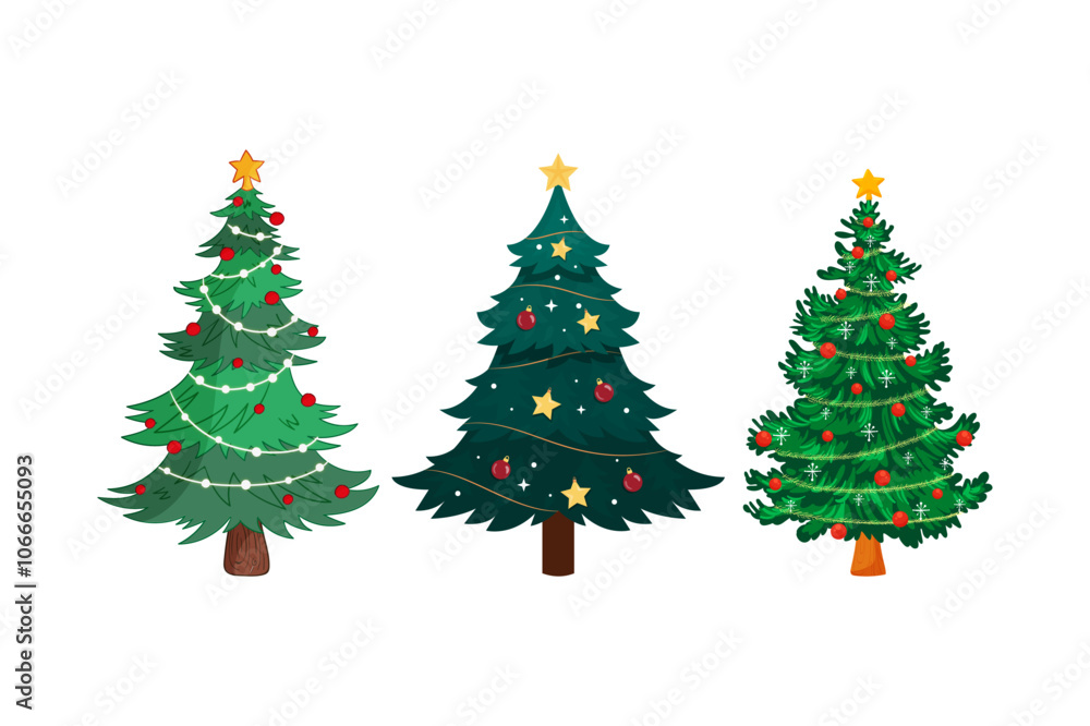 Festive Christmas Trees with Ornaments Festive Christmas Trees with Ornaments