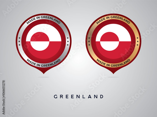 Made in Greenland. labels, stickers, pointer, badge and symbol of Greenland flag icon. Collection vector illustration photo