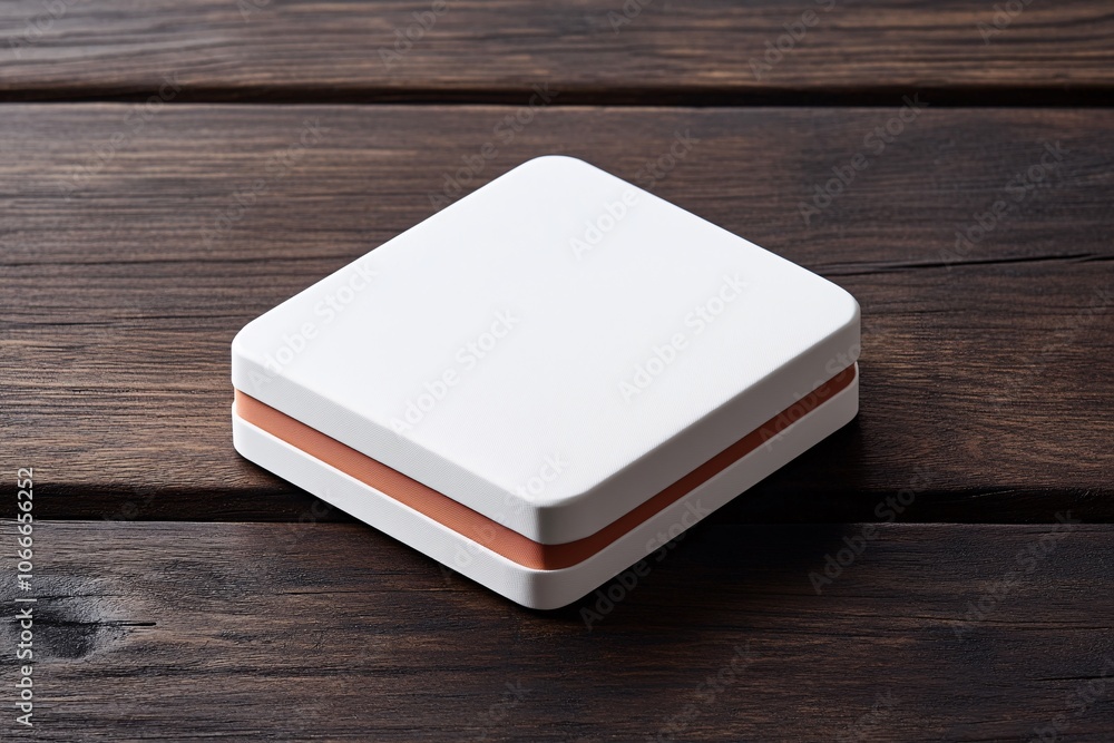 Fototapeta premium White Gift Box Mockup on Wooden Background - Minimal Product Packaging Design