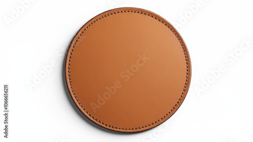 Obraz na płótnie High-quality realistic patch mockup featuring natural grain and stitching on a circular leather patch w salonie