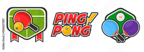 Table Tennis Icons Set vector