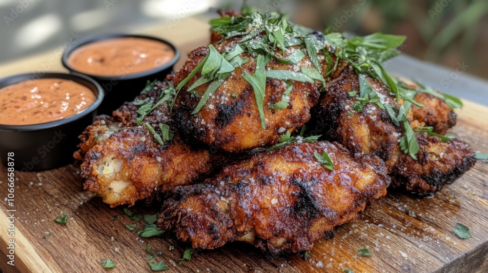 Crispy Chicken Wings with Spicy Dipping Sauce Crispy Chicken Wings with Spicy Dipping Sauce