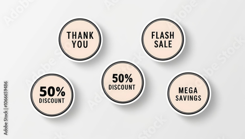 Thank you stickers with discounts and sales for promotions