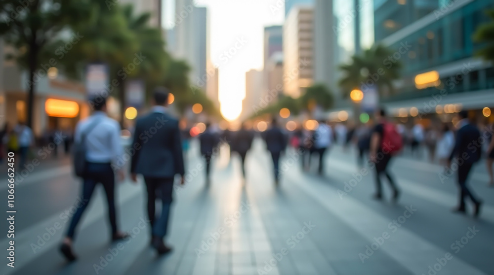 City hustle with business people walking on downtown streets among skyscrapers, blurred image City hustle with business people walking on downtown streets among skyscrapers, blurred image