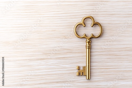 Vintage Golden Key on Wooden Surface: A Symbol of Opportunity and New Beginnings