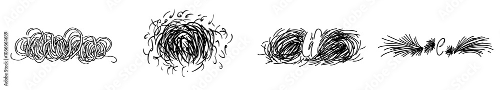 Fototapeta premium A hand-drawn thread. Isolated scrawl sketch on white background. Hand-drawn drawing from beginning to end.