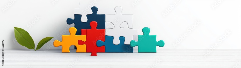Team uniting puzzle pieces, cooperation for common goal. Team uniting puzzle pieces, cooperation for common goal.