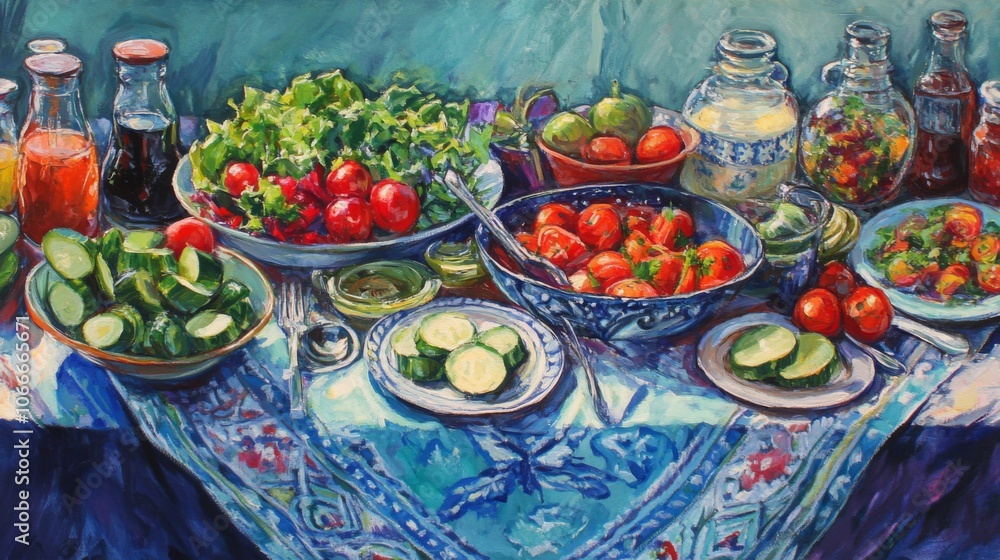 Colorful Vegetable Spread on a Rustic Table Colorful Vegetable Spread on a Rustic Table