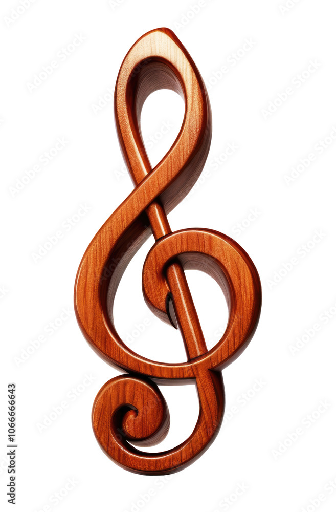 Wooden, varnished treble clef isolated on white and transparent background. PNG Wooden, varnished treble clef isolated on white and transparent background. PNG