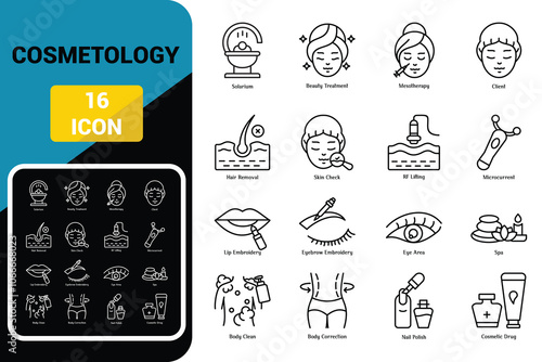 Cosmetology solid icon set. icons vector collection.