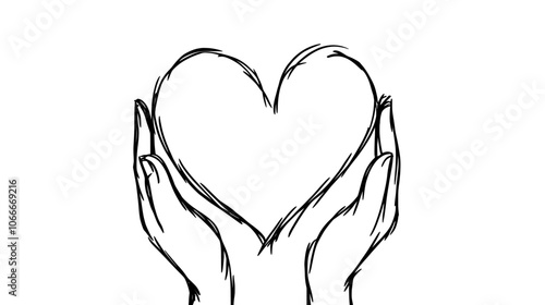 A continuous single line drawing of a hand holding a love note isolated on a white background.