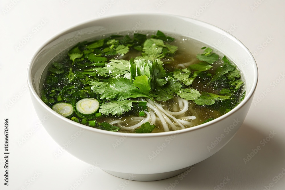 Noodle Soup with Cilantro and Green Onions - A Delicious Asian Cuisine Noodle Soup with Cilantro and Green Onions - A Delicious Asian Cuisine