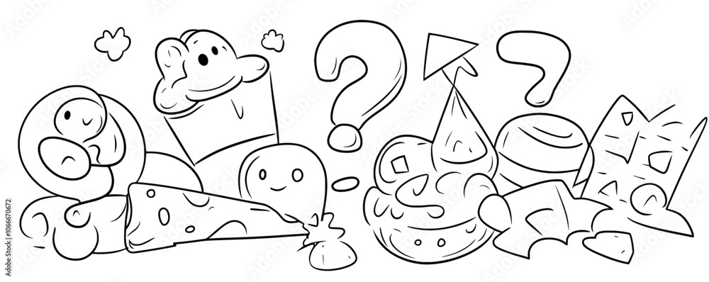 Illustration of a line movement effect and an anime effect. A line element with arrow, emphasis, shock and sparkle. A modern illustration of the animation movement and the expression shape.