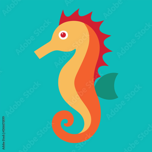 a sea horse vector art illustration