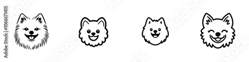 A cute pomeranian spitz dog with a modern puppy head portrait logo icon. photo