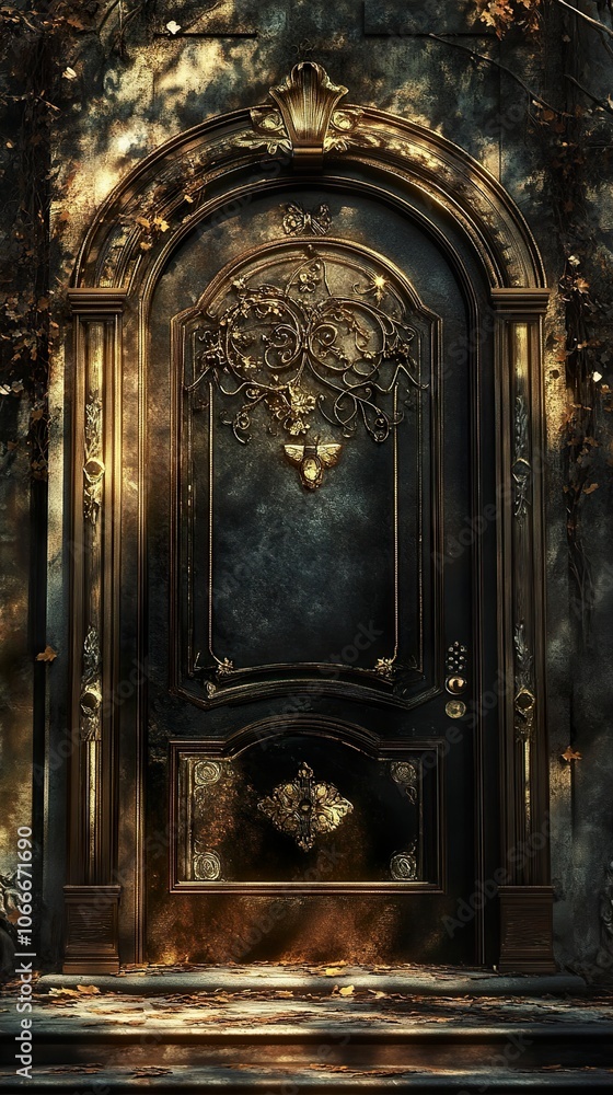 Ornate Golden Doorway with Intricate Details Ornate Golden Doorway with Intricate Details