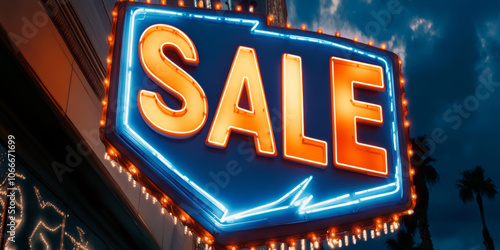 Wallpaper Mural Electric blue and orange "SALE" sign with lightning bolt elements, perfect for high energy promotions Torontodigital.ca