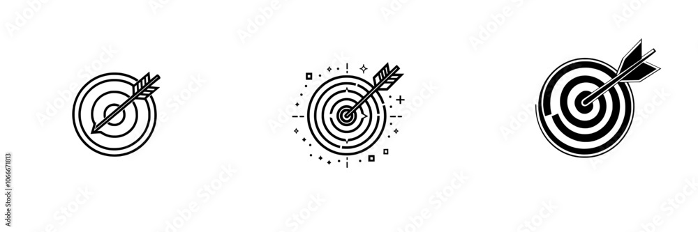 Target icon (bullseye) with arrows isolated on transparent background Target icon (bullseye) with arrows isolated on transparent background