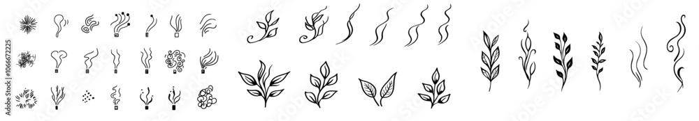 Obraz premium Icons of smells, hot air, smells or fumes. Icons of fragrances evaporating.