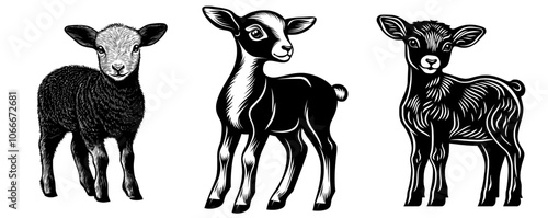 Cute Lamb Modern Icon for Holiday Decor SVG PNG Gif Icons Goat Sheep Isolated Outline - Festive Eid Design