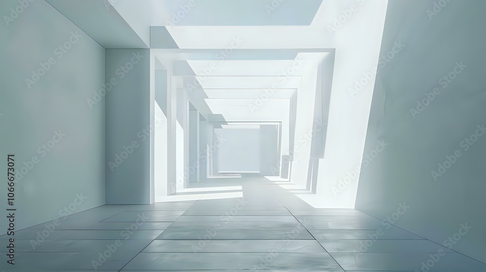 Abstract Architectural Corridor with Light and Shadow Abstract Architectural Corridor with Light and Shadow