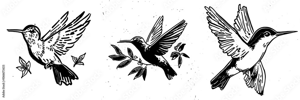Fototapeta premium Hummingbird hatchling modern illustration