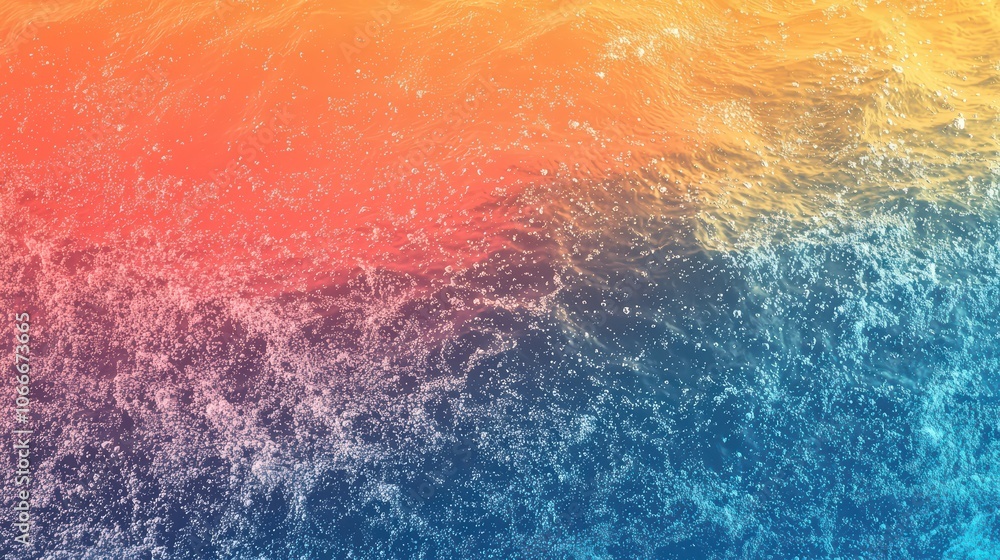 Fototapeta premium Colorful ocean waves with vibrant gradients of orange and blue creating a serene atmosphere.