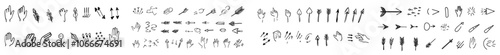 Set of mouse cursor hand drawn icons. Click cursor set.