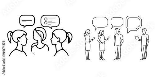 An icon representing group feedback and marketing survey analysis based on customer opinions