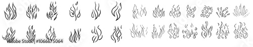 Blaze silhouette element with fire symbols isolated on white background.