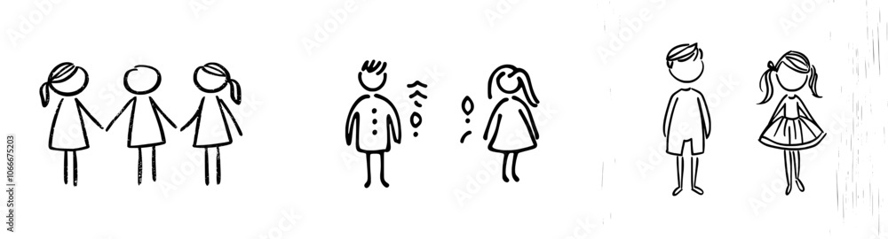 Black and white restroom icon featuring male and female silhouettes. WC toilet sign, pictogram, minimalist. Black and white restroom icon featuring male and female silhouettes. WC toilet sign, pictogram, minimalist.
