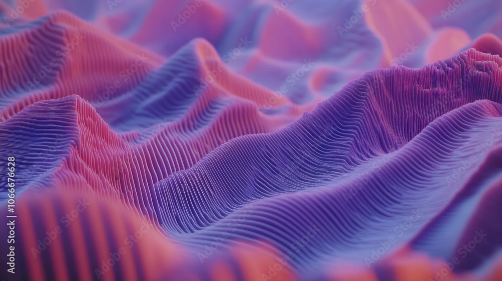 Abstract 3D Pink - Purple Digital Waves, Wide - Angle, High - Saturation for Depth and Texture. Abstract 3D Pink - Purple Digital Waves, Wide - Angle, High - Saturation for Depth and Texture.
