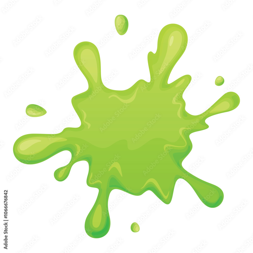 Cartoon green slime splatter isolated on a white background, perfect for playful designs and fun creative projects Cartoon green slime splatter isolated on a white background, perfect for playful designs and fun creative projects