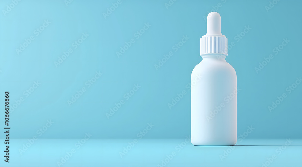 White dropper bottle mockup on a blue background, 3D rendered, high-resolution, with ample copy space for design placement.
White dropper bottle mockup on a blue background, 3D rendered, high-resolution, with ample copy space for design placement.