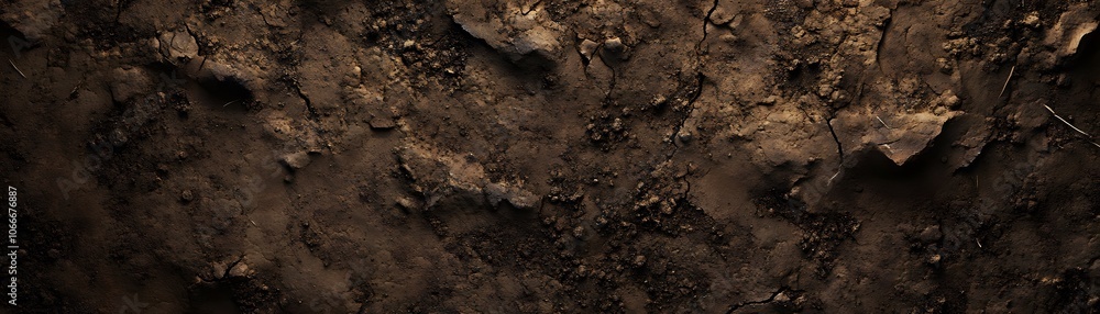 Cracked and Textured Dark Brown Soil Surface Cracked and Textured Dark Brown Soil Surface