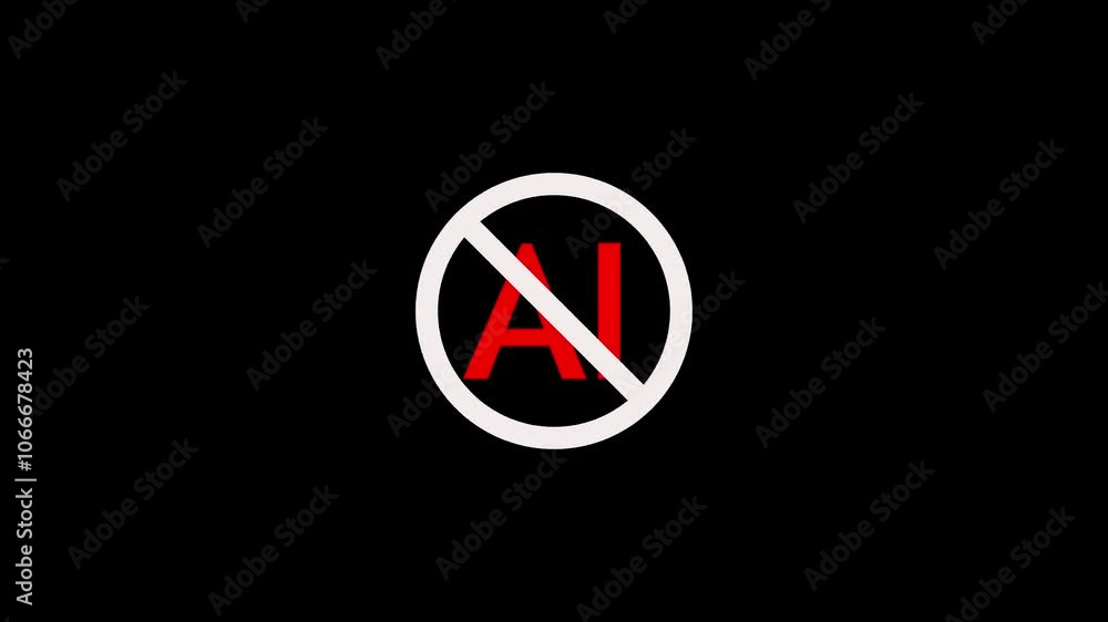 warning against AI. Stop AI No Artificial Intelligence on black backround warning against AI. Stop AI No Artificial Intelligence on black backround