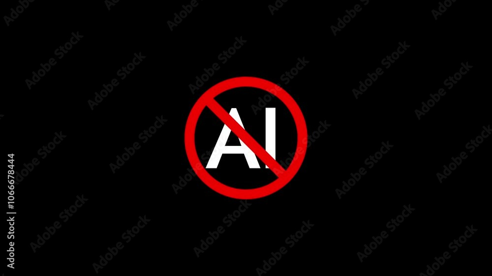 warning against AI. Stop AI No Artificial Intelligence on black backround warning against AI. Stop AI No Artificial Intelligence on black backround