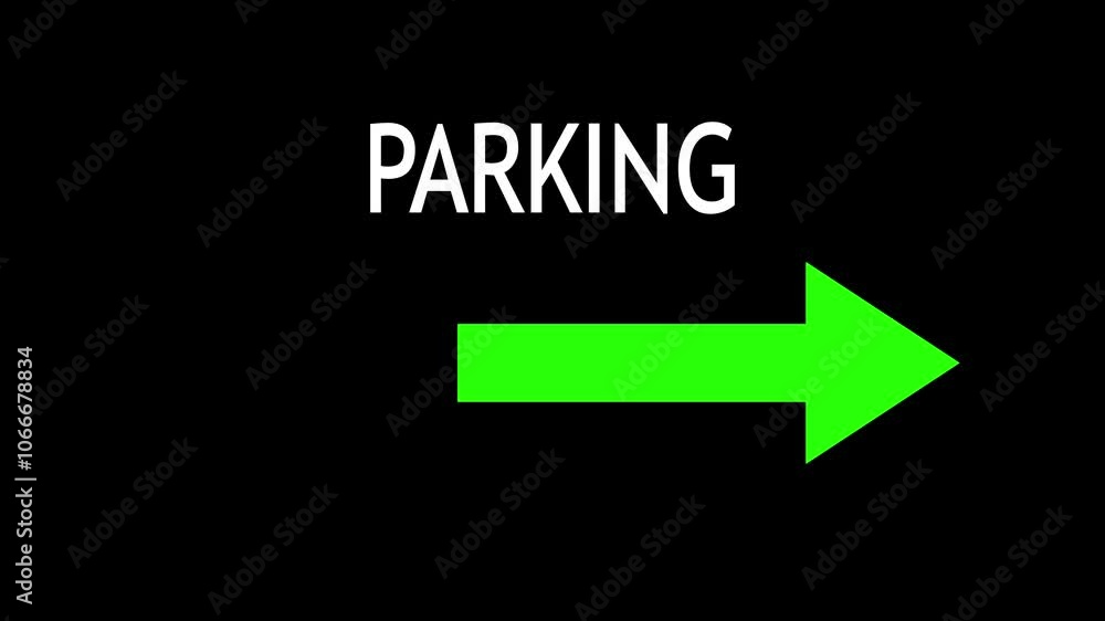 parking icon with arrow animation on black background parking icon with arrow animation on black background