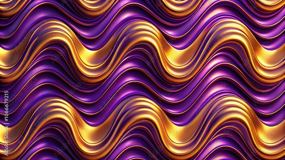 Purple and Gold Vaporwave 3D Art: Psychedelic Wave Seamless Pattern Purple and Gold Vaporwave 3D Art: Psychedelic Wave Seamless Pattern