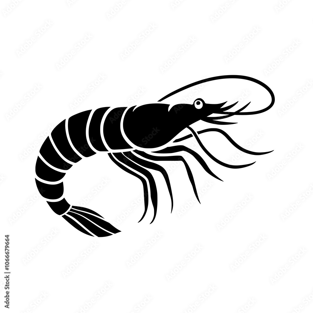 Shrimp Silhouette Vector Illustration Shrimp Silhouette Vector Illustration