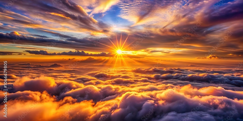 A celestial tapestry woven with fiery hues, where the sun's radiant rays pierce through swirling clouds, painting the heavens with a symphony of gold and crimson. A celestial tapestry woven with fiery hues, where the sun's radiant rays pierce through swirling clouds, painting the heavens with a symphony of gold and crimson.